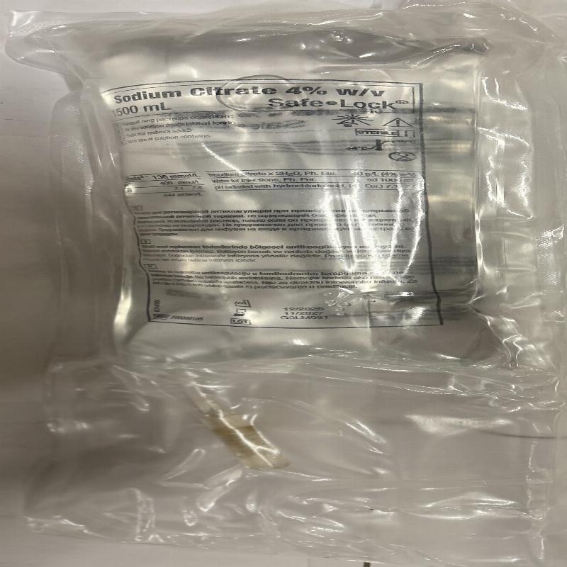 Sodium Citrate 4% w/v Розчин для регіональної антикоагуляції при постійній нирковій замісній терапії, 1500mL